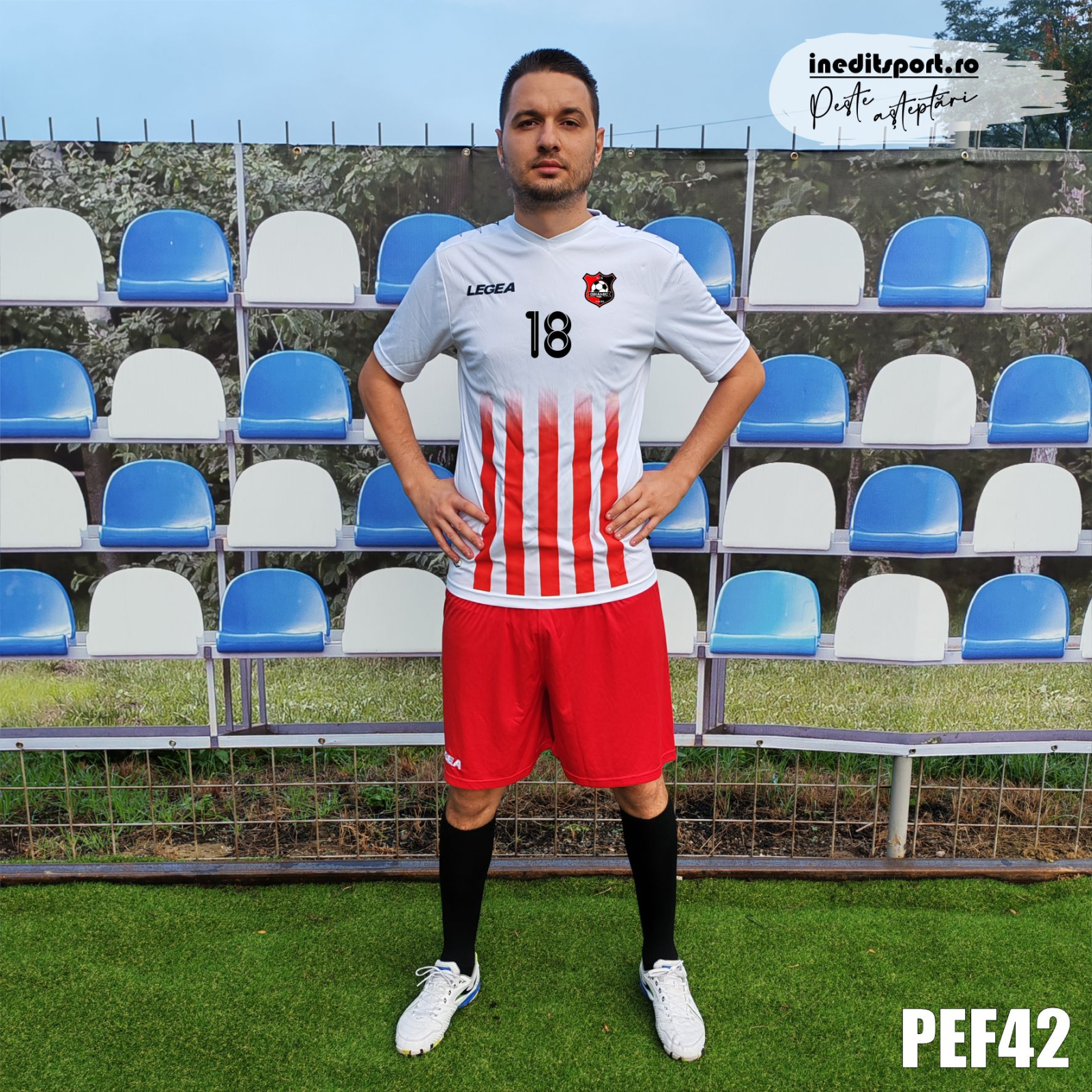 Kit echipament fotbal copii si adulti personalizat- PEF42 L, Alb