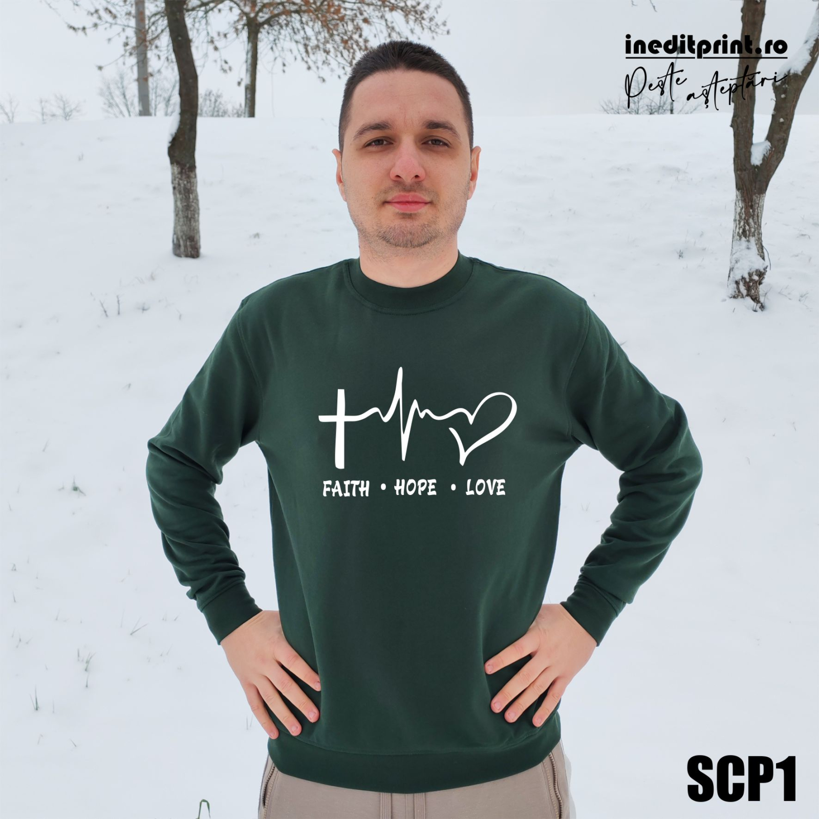 Sweatshirt Faith Hope Love SCP1 3XL, Verde