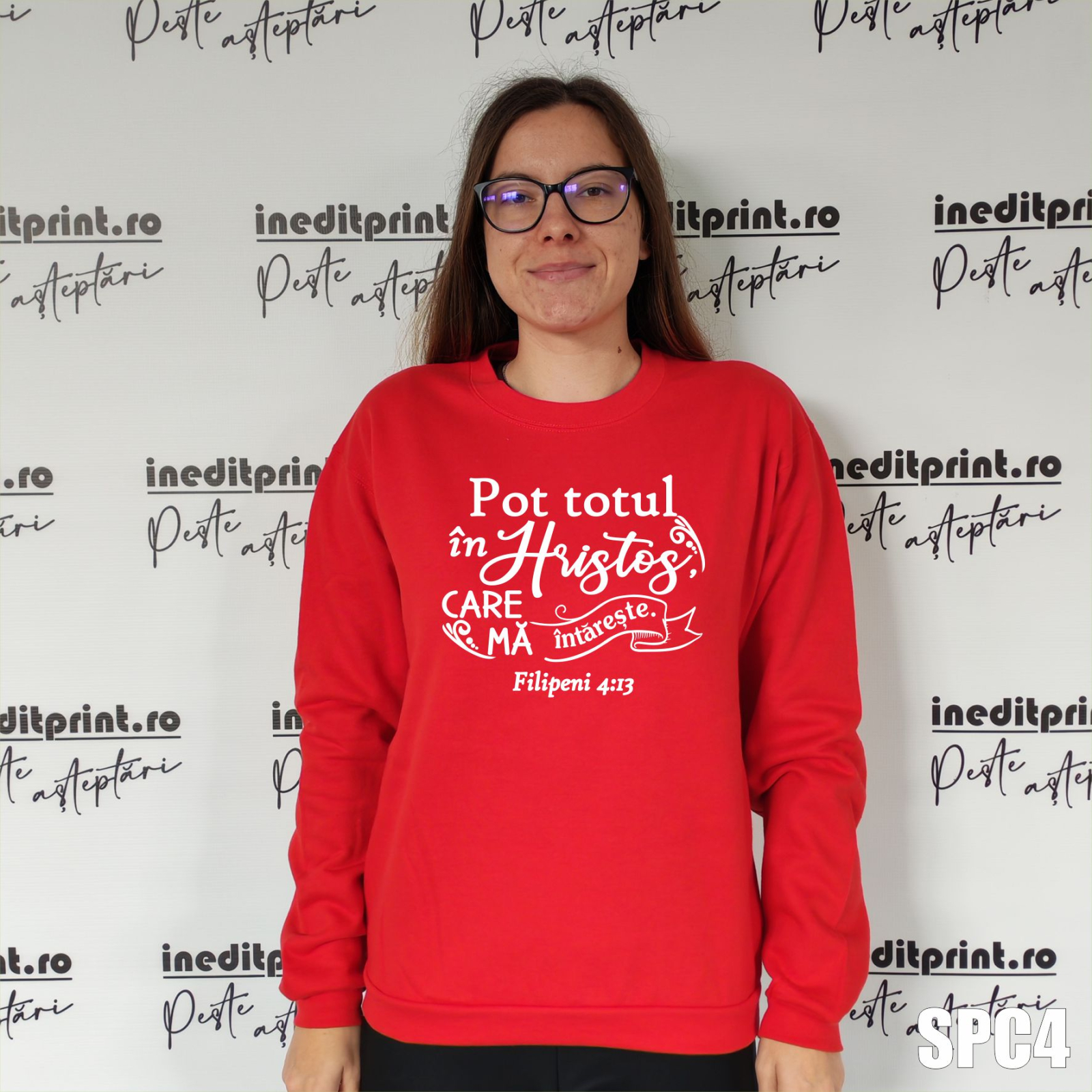 Sweatshirt Filipeni 4:13 SCP4 XS, Rosu