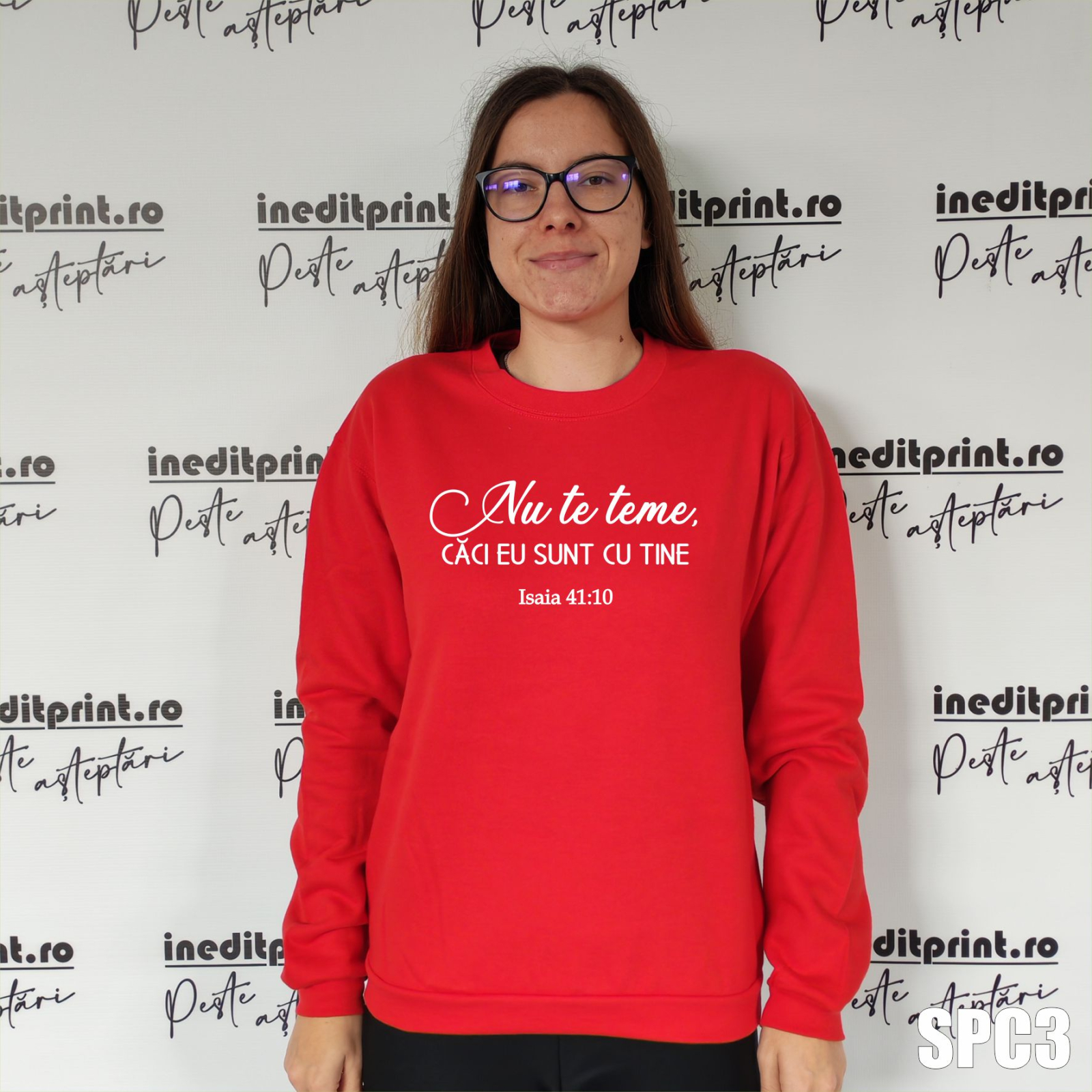 Sweatshirt Isaia 41:10 SCP3 XS, Rosu