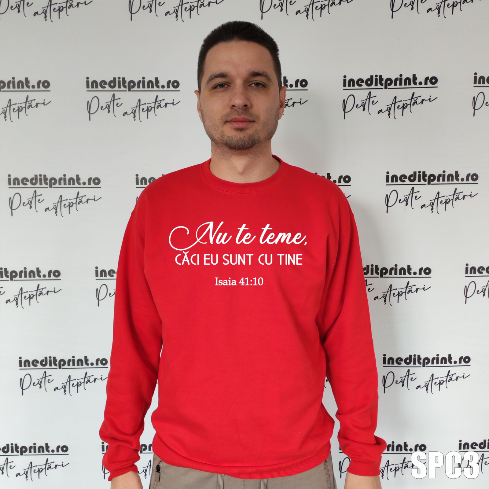 Sweatshirt Isaia 41:10 SCP3 L, Rosu