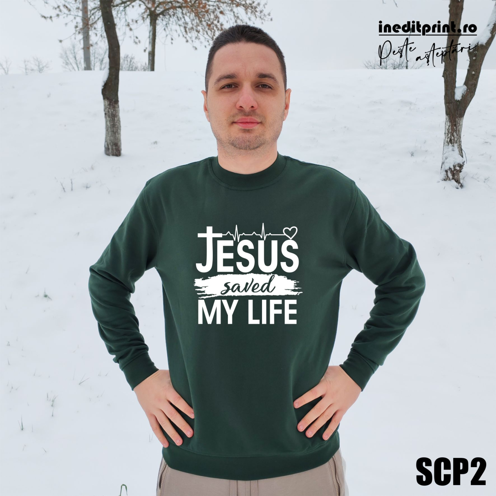 Sweatshirt Jesus saved my life SCP2 3XL, Verde