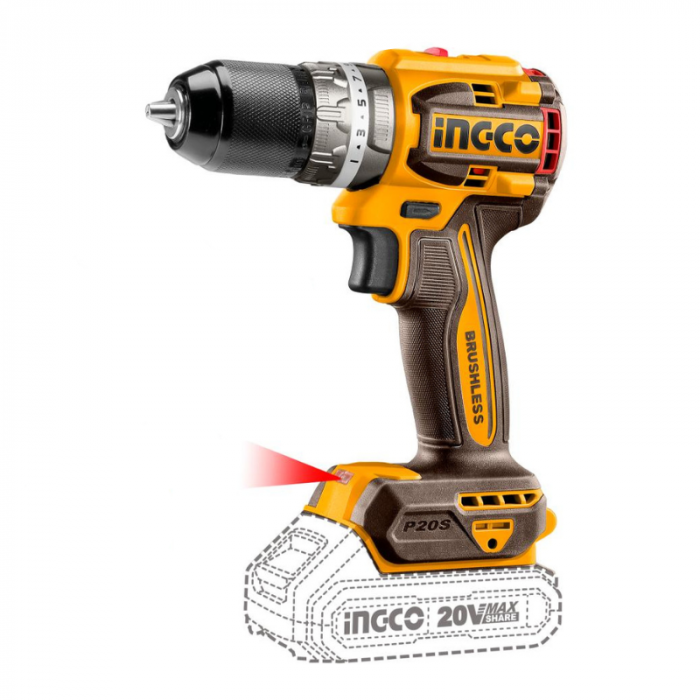 Bormasina 20V, Brushless, 60Nm, mandrina metalica [2]