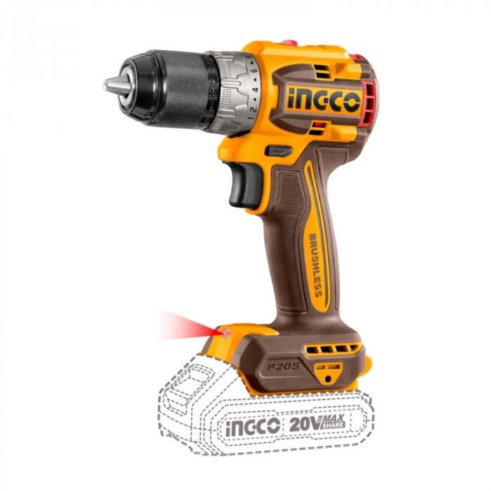 Bormasina 20V, Brushless, 60Nm, mandrina metalica, trusa cu acumulatori si incarcator [1]
