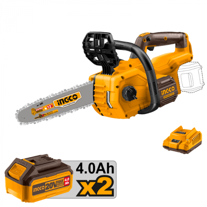 Fierastrau cu lant, drujba pe acumulatori, 20V, set cu acumulatori si incarcatator [2]