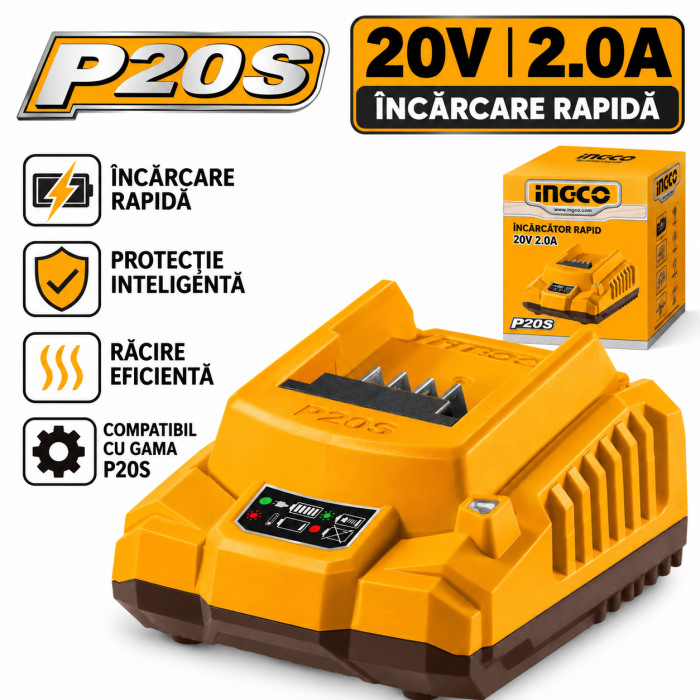 Incarcator rapid 20V, 2Ah, compatibil gama P20S, incarcare eficienta [5]
