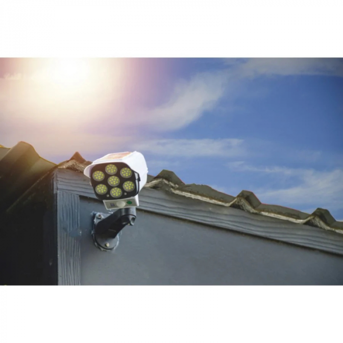 Lampa solara, 100 x LED, cu senzor de miscare si telecomanda, tip camera supraveghere [12]