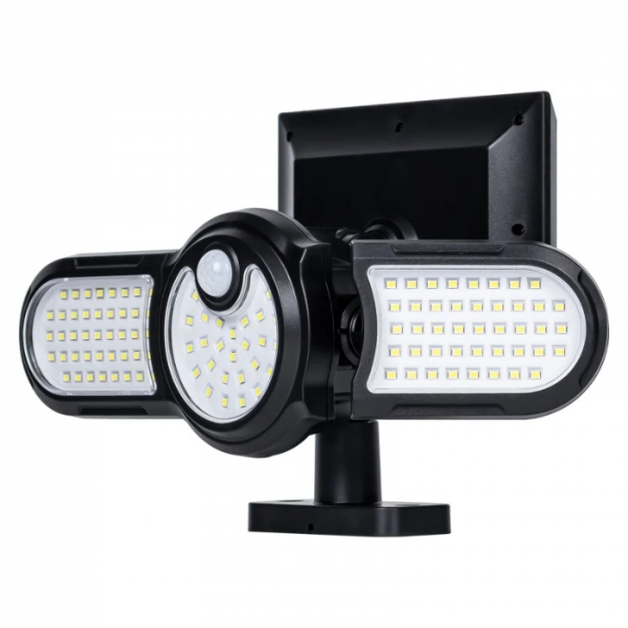 Lampa solara, 112 x LED, cu senzor de miscare, 3 capete rotative 360° [4]