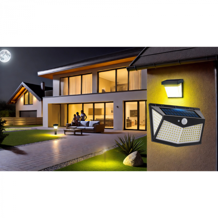 Lampa solara cu LED si senzor miscare, 128 LED-uri [9]