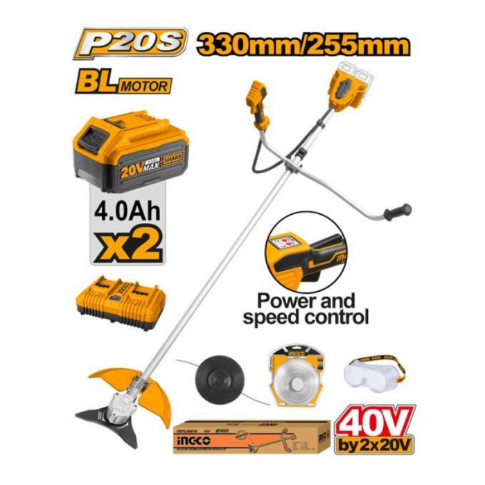 Motocoasa electrica, 40V cu 2 Acumulatori 4Ah, brushless [3]