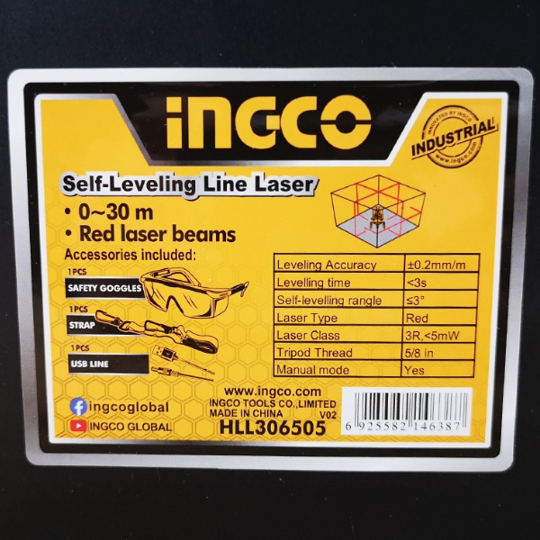 Nivela laser multi-linie, o linie orizontala, 4 linii verticale si punct de plumb vertical, rotativ - INGCO HLL306505 [5]