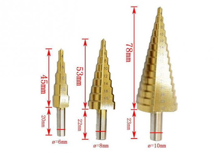 Set 3 burghie conice în trepte otel, 4-32 mm - INGCO AKSDS0301 [4]