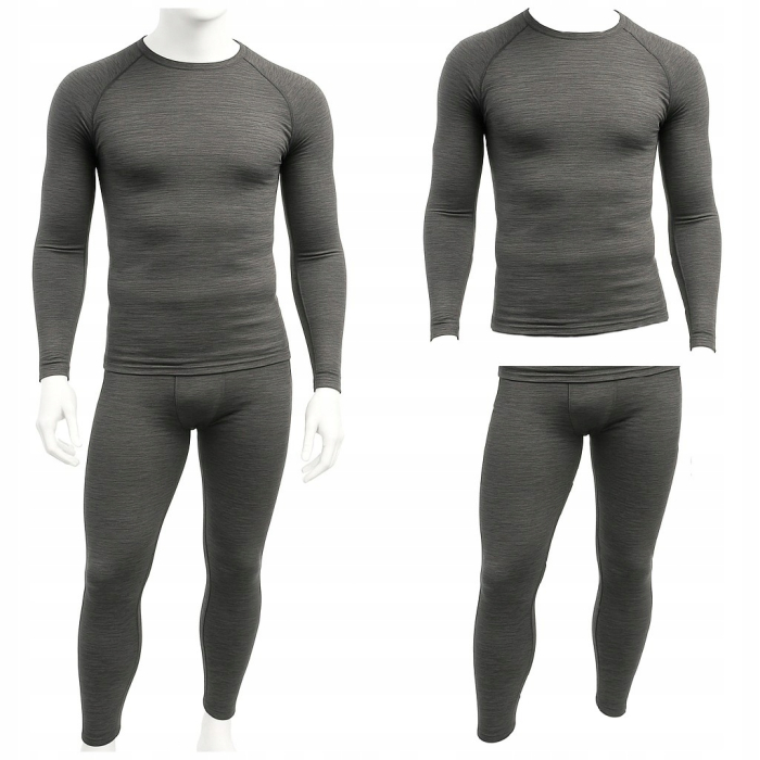 Set lenjerie termica barbati, gri, bluza cu maneca lunga si pantaloni, confort termic [2]