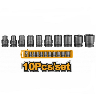 Chei si truse chei - Set, trusa chei tubulare de impact, scurte, 1/2", 10piese crom-molibden - INGCO  HKISSD12101