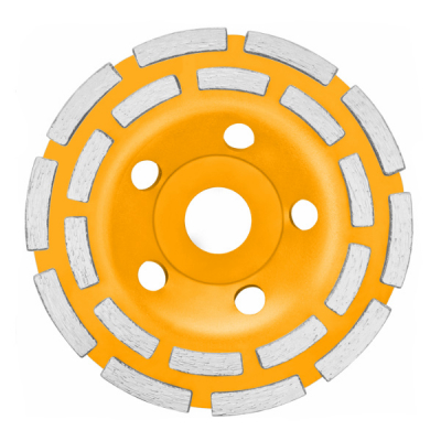 Discuri diamantate - Disc diamantat 125 mm, cu 2 randuri segmente pentru slefuit suprafete beton, mozaic, marmura - INGCO  CGW021251