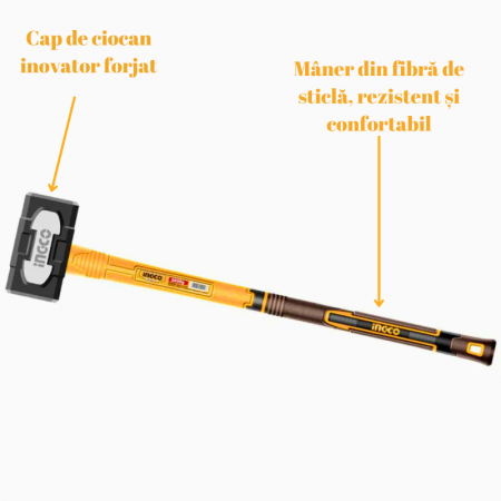 Ciocane, dalti si rangi - Baros de 5 kg cu maner din fibra de sticla