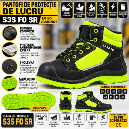Bocanci de protectie S3S, bombeu compozit si lamela Kevlar [4]