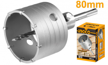 Carote si freze - Carota diamantata cu prindere SDS Plus, diametru 8 cm - INGCO HCB0801