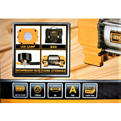 Compresor auto cu 2 cilindri, accesorii si geanta incluse - INGCO AAC2508 [3]