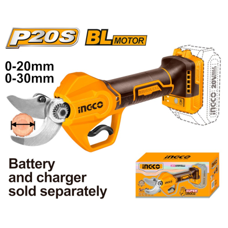 Noutati - Foarfeca electrica de gradina INGCO 20V brushless, taiere crengi 2/3 cm, fara acumulator