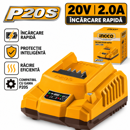 Incarcator rapid 20V, 2Ah, compatibil gama P20S, incarcare eficienta [4]