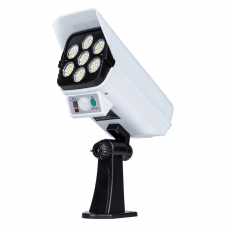 Lampi solare si Proiectoare - Lampa solara, 100 x LED, cu senzor de miscare si telecomanda, tip camera supraveghere