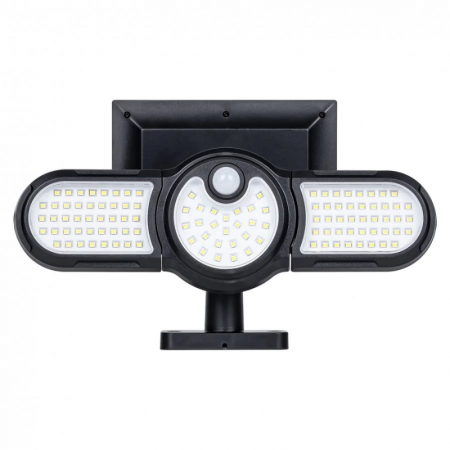 Lampi solare si Proiectoare - Lampa solara, 112 x LED, cu senzor de miscare, 3 capete rotative 360°