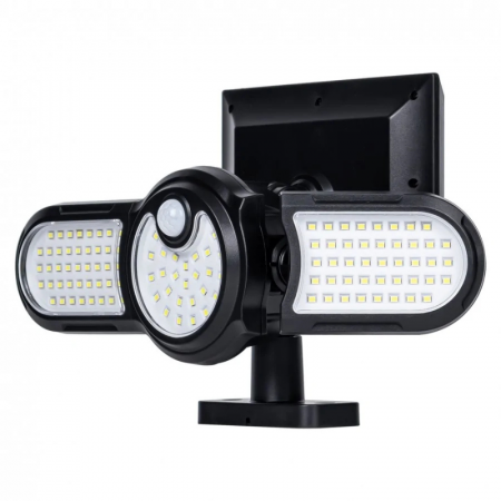 Lampa solara, 112 x LED, cu senzor de miscare, 3 capete rotative 360° [3]