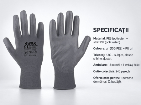 Manusi de lucru MONSOON XKS6002, Gri, cu acoperire PU [3]