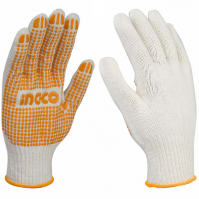 Manusi din bumbac cu puncte PVC, XL - INGCO HGVK05