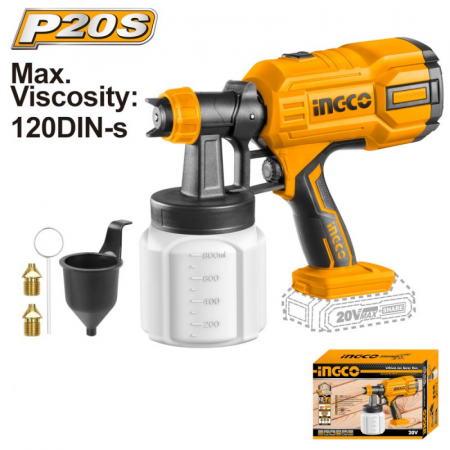 Pistol de vopsit pe acumulatori, 20V, 800ml/min