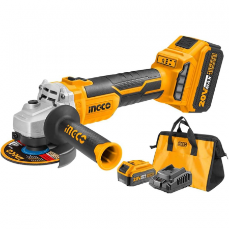 Flexuri si polizoare - Polizor unghiular cu 2 acumulatori, Li-Ion, 20 V, 4 Ah, motor fara perii - INGCO CAGLI11522