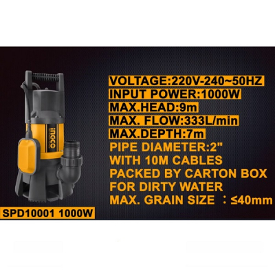 Pompa submersibila apa curata, murdara, 1000w, 333L, motor cupru - INGCO SPD10001 [3]