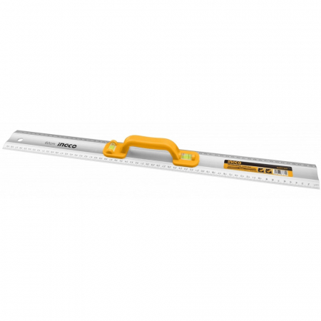Unelte de vopsit, tencuit, gletuit - Rigla de aluminiu cu maner, 60cm - INGCO HAR01060