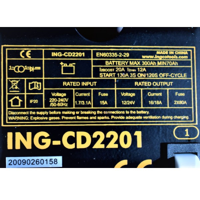 Robot pornire, incarcator, redresor baterie auto 12-24V - INGCO ING-CD2201 [1]