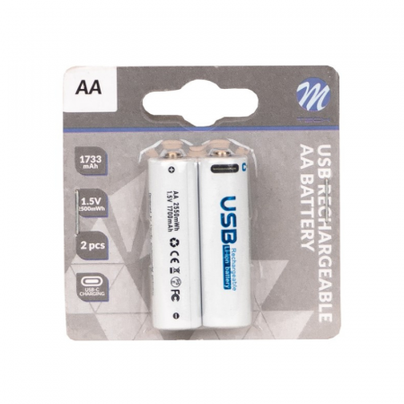 Set 2 acumulatori AA 1733mAh/2500mwh, USB-C