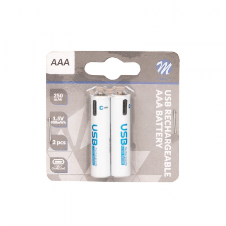 Set 2 acumulatori AAA 250mAh/900mwh, USB-C