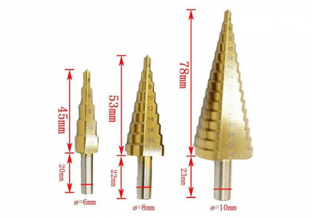 Set 3 burghie conice în trepte otel, 4-32 mm - INGCO AKSDS0301 [3]