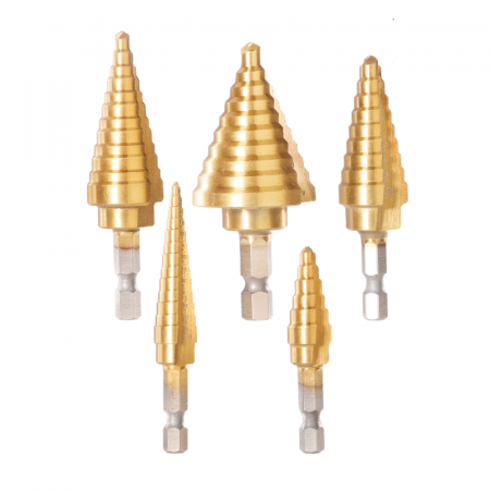 Carote si freze - Set 5 x burghie conice in trepte, 1/4