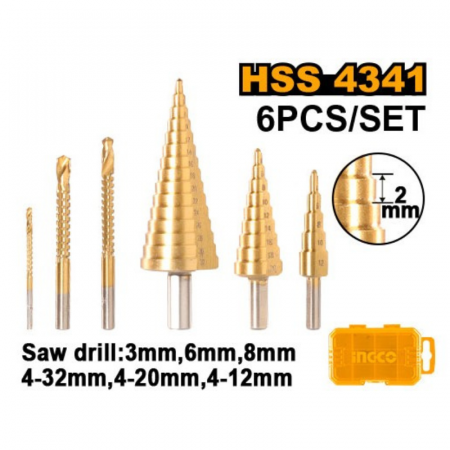 Carote si freze - Set 6 burghie conice in trepte