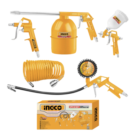 Scule electrice - Set accesorii aer comprimat, vopsit, suflat, pistol cu vas sus - INGCO AKT0053