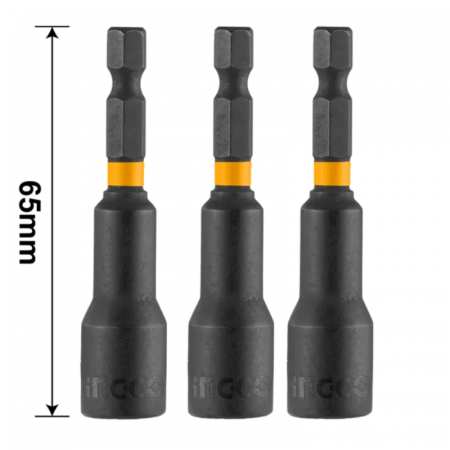 Set de 3 cheii Tubulare impact lungi, cu Magneti, 1/4, 12mm, 65mm lungime [2]