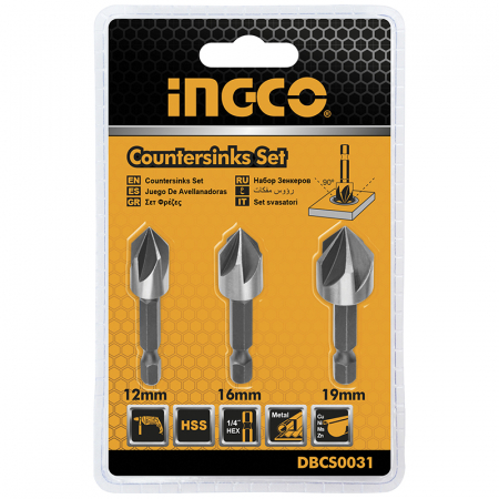 Set de 3 Freze pentru metal, Bond pentru sanfren 12mm, 16mm, 19mm - INGCO DBCS0031 [1]