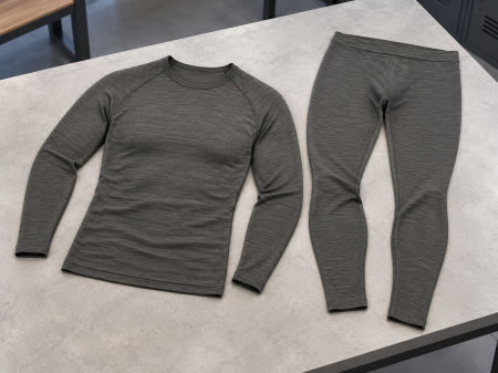 Set lenjerie termica barbati, gri, bluza cu maneca lunga si pantaloni, confort termic [6]