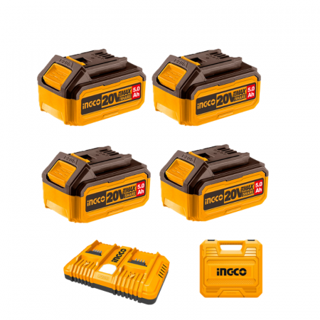 Pachet, Set 4 x Acumulatori 5Ah + Incarcator rapid dublu, 20V, P20S