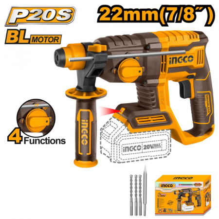 Rotopercutoare si demolatoare - Rotopercutor pe acumulatori, P20S, 20V, 2.0J, 4 Functii