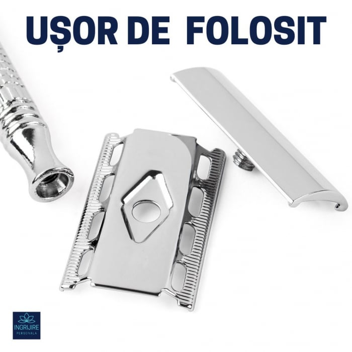 Aparat de ras clasic, Big Roc, otel inoxidabil si aliaj de zinc, carcasa de protectie [5]