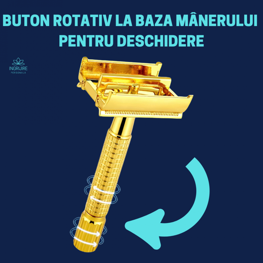 Aparat de ras clasic butterfly, Safety Razor, Gold [2]