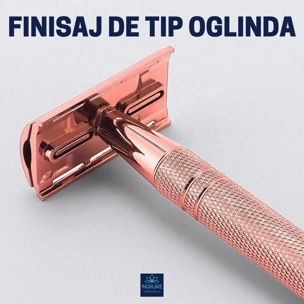 Aparat de ras clasic, safety razor, rose gold [9]