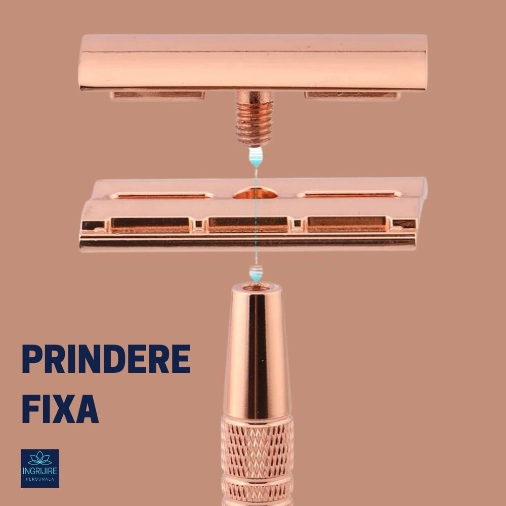 Aparat de ras clasic, safety razor, rose gold [8]